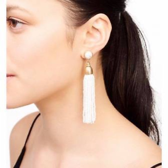 Stella & Dot Gita Tassel Earrings, White - Picture 2 of 3